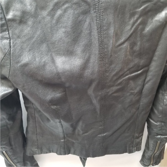 Line The Label Designer Asymmetrical 100% Lambskin Black Leather Jacket XS - Picture 10 of 14
